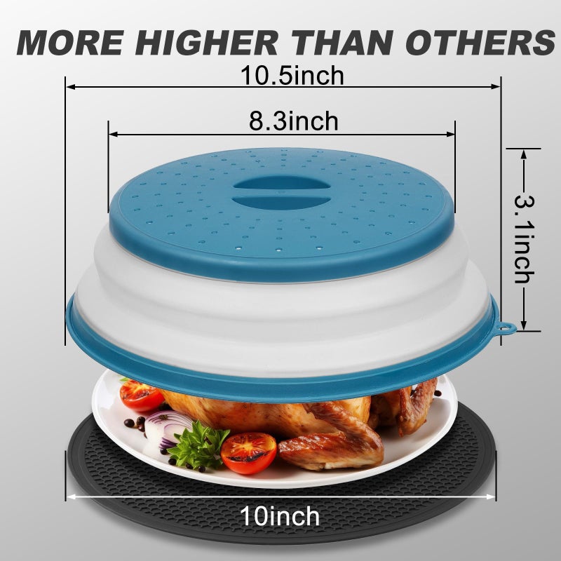 WENWELL 4 in 1,WENWELL Vented Collapsible Microwave Splatter Cover & Mat,Kitchen dish bowl Plate lid for Food,Dishwasher-Safe,BPA-Free Silicone & Plastic - Image 2